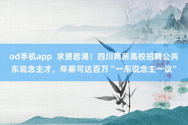 od手机app  求贤若渴！四川两所高校招聘公共东说念主才，年薪可达百万“一东说念主一议”