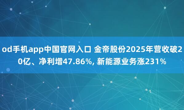 od手机app中国官网入口 金帝股份2025年营收破20亿、净利增47.86%， 新能源业务涨231%