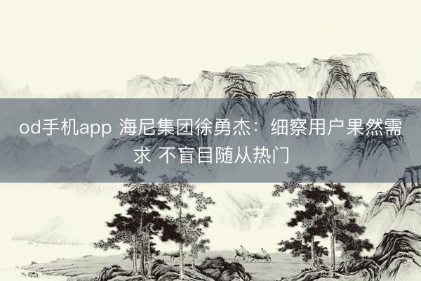 od手机app 海尼集团徐勇杰：细察用户果然需求 不盲目随从热门