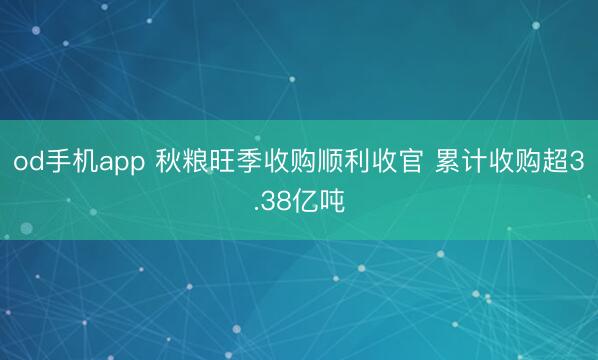 od手机app 秋粮旺季收购顺利收官 累计收购超3.38亿吨