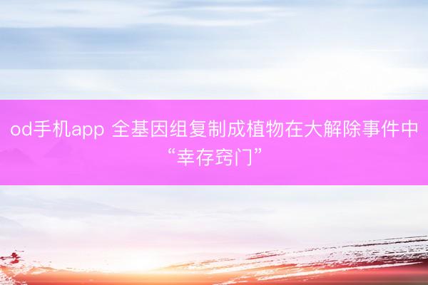 od手机app 全基因组复制成植物在大解除事件中“幸存窍门”