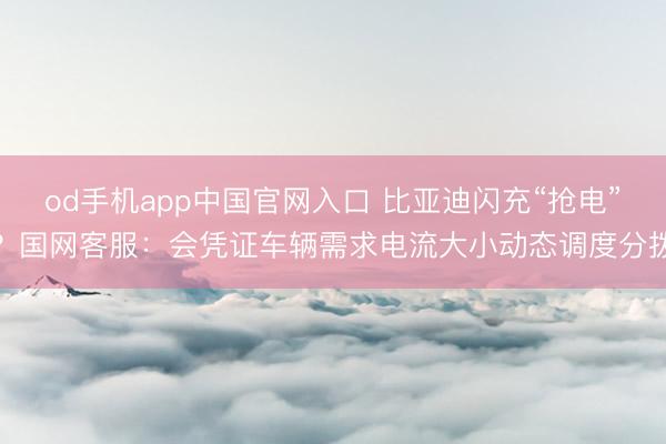 od手机app中国官网入口 比亚迪闪充“抢电”？国网客服：会凭证车辆需求电流大小动态调度分拨