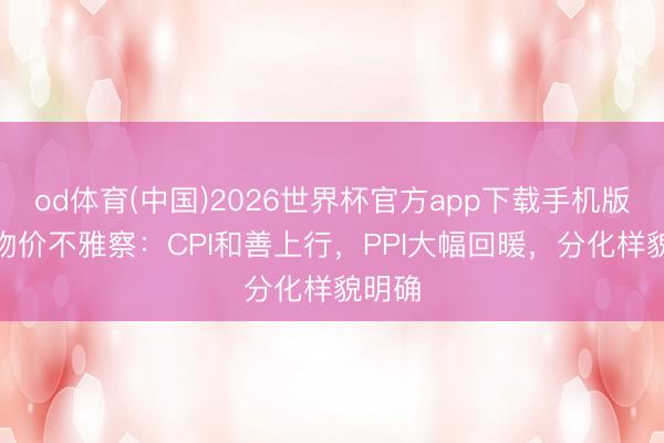 od体育(中国)2026世界杯官方app下载手机版 4月物价不雅察：CPI和善上行，PPI大幅回暖，分化样貌明确