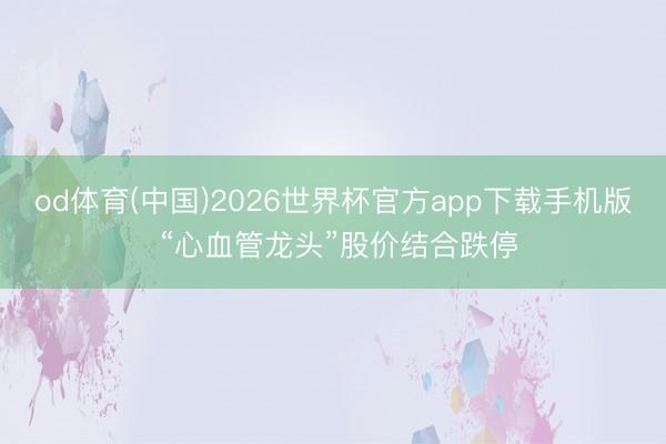 od体育(中国)2026世界杯官方app下载手机版 “心血管龙头”股价结合跌停