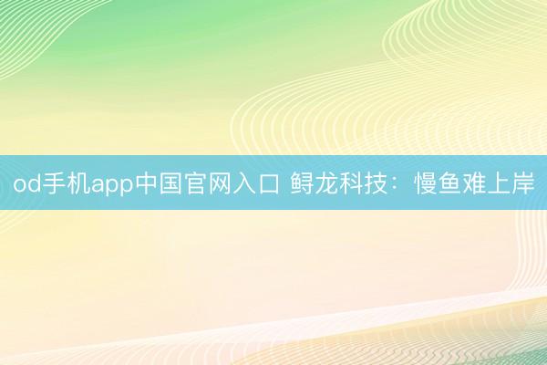 od手机app中国官网入口 鲟龙科技：慢鱼难上岸