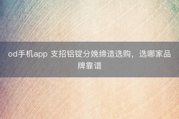 od手机app 支招铝锭分娩缔造选购，选哪家品牌靠谱