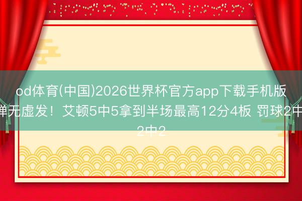 od体育(中国)2026世界杯官方app下载手机版 弹无虚发！艾顿5中5拿到半场最高12分4板 罚球2中2