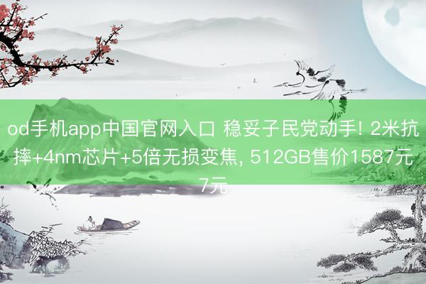 od手机app中国官网入口 稳妥子民党动手! 2米抗摔+4nm芯片+5倍无损变焦， 512GB售价1587元