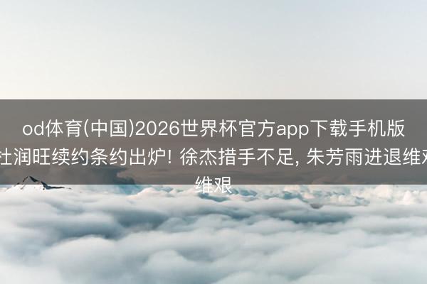 od体育(中国)2026世界杯官方app下载手机版 杜润旺续约条约出炉! 徐杰措手不足， 朱芳雨进退维艰