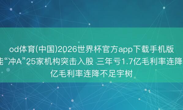 od体育(中国)2026世界杯官方app下载手机版 乐聚智能“冲A”25家机构突击入股 三年亏1.7亿毛利率连降不足宇树