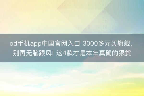 od手机app中国官网入口 3000多元买旗舰， 别再无脑跟风! 这4款才是本年真确的狠货