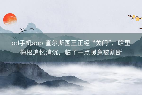 od手机app 查尔斯国王正经 “关门”，哈里梅根追忆消沉，临了一点暖意被割断