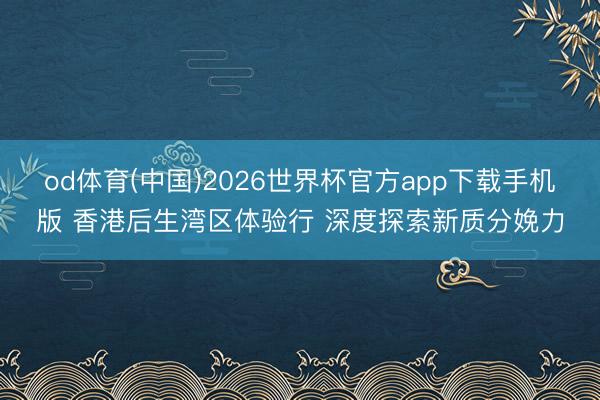 od体育(中国)2026世界杯官方app下载手机版 香港后生湾区体验行 深度探索新质分娩力