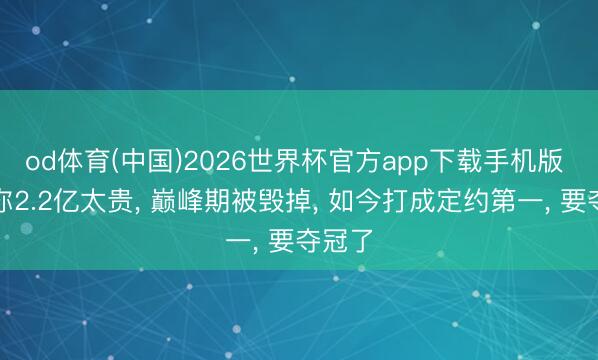 od体育(中国)2026世界杯官方app下载手机版 皆说你2.2亿太贵， 巅峰期被毁掉， 如今打成定约第一， 要夺冠了