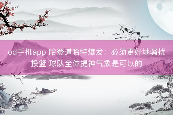 od手机app 哈登道哈特爆发：必须更好地骚扰投篮 球队全体提神气象是可以的