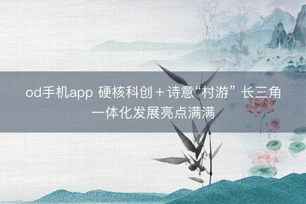 od手机app 硬核科创＋诗意“村游” 长三角一体化发展亮点满满