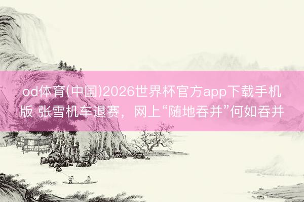 od体育(中国)2026世界杯官方app下载手机版 张雪机车退赛，网上“随地吞并”何如吞并