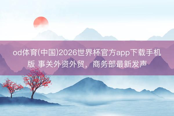od体育(中国)2026世界杯官方app下载手机版 事关外资外贸，商务部最新发声