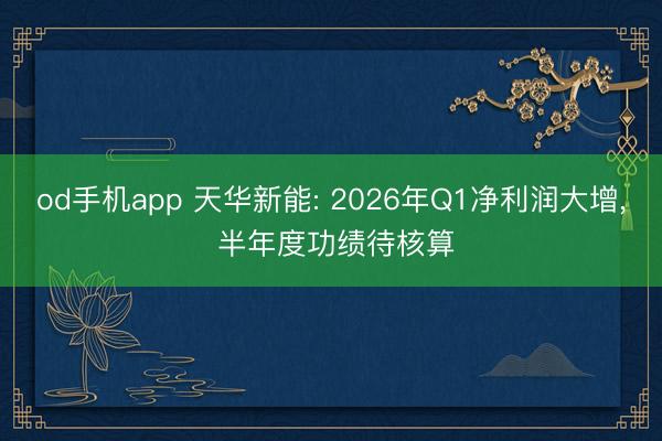 od手机app 天华新能: 2026年Q1净利润大增， 半年度功绩待核算